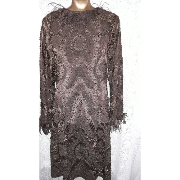 Sue Wong Sz 10 Old Hollywood Glam Soutache Ostrich Feather Evening Jacket - Picture 9 of 11